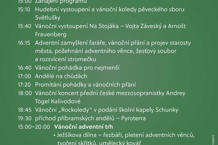 Příbram zahájí advent v neděli 1. prosince