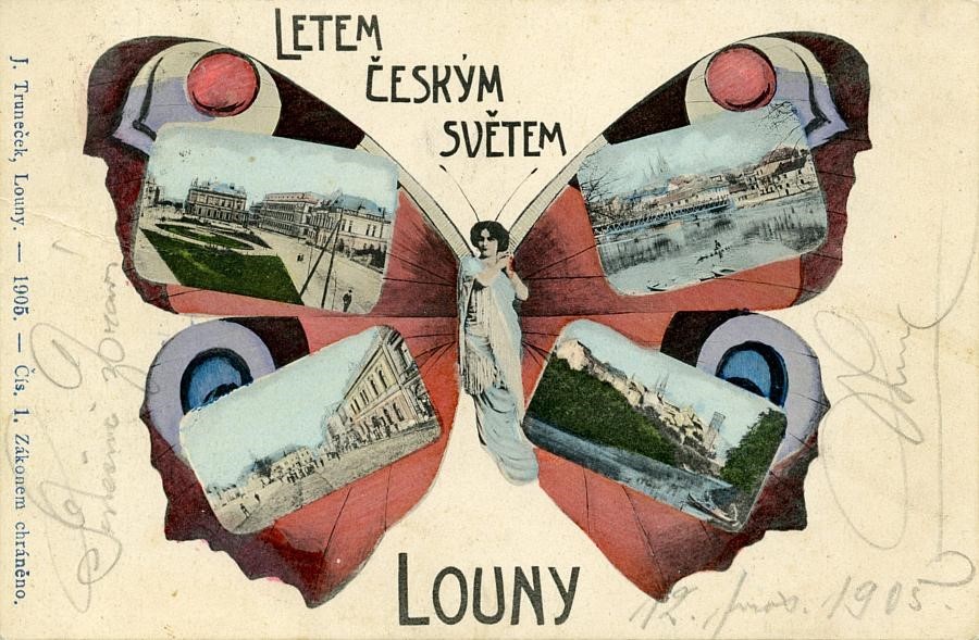 Jedna z vystavených historických pohlednic, které jsou k vidění v Oblastním muzeu v Lounech do 30. června. 